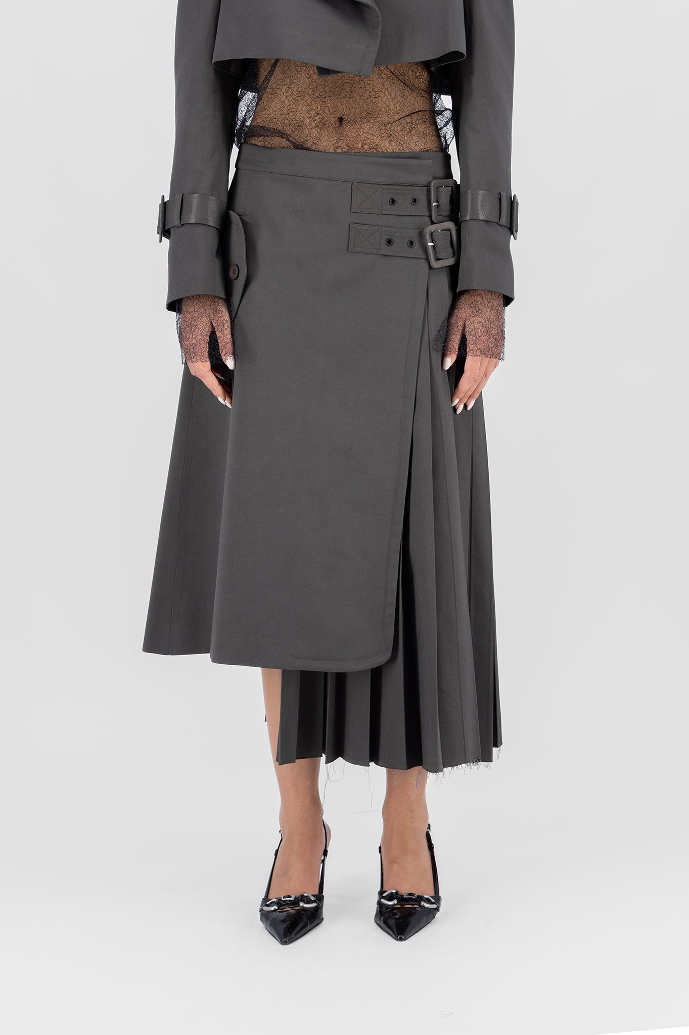 Hybrid column pleats skirt