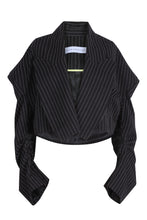 Load image into Gallery viewer, Pinstripe oversized cropped blazer

