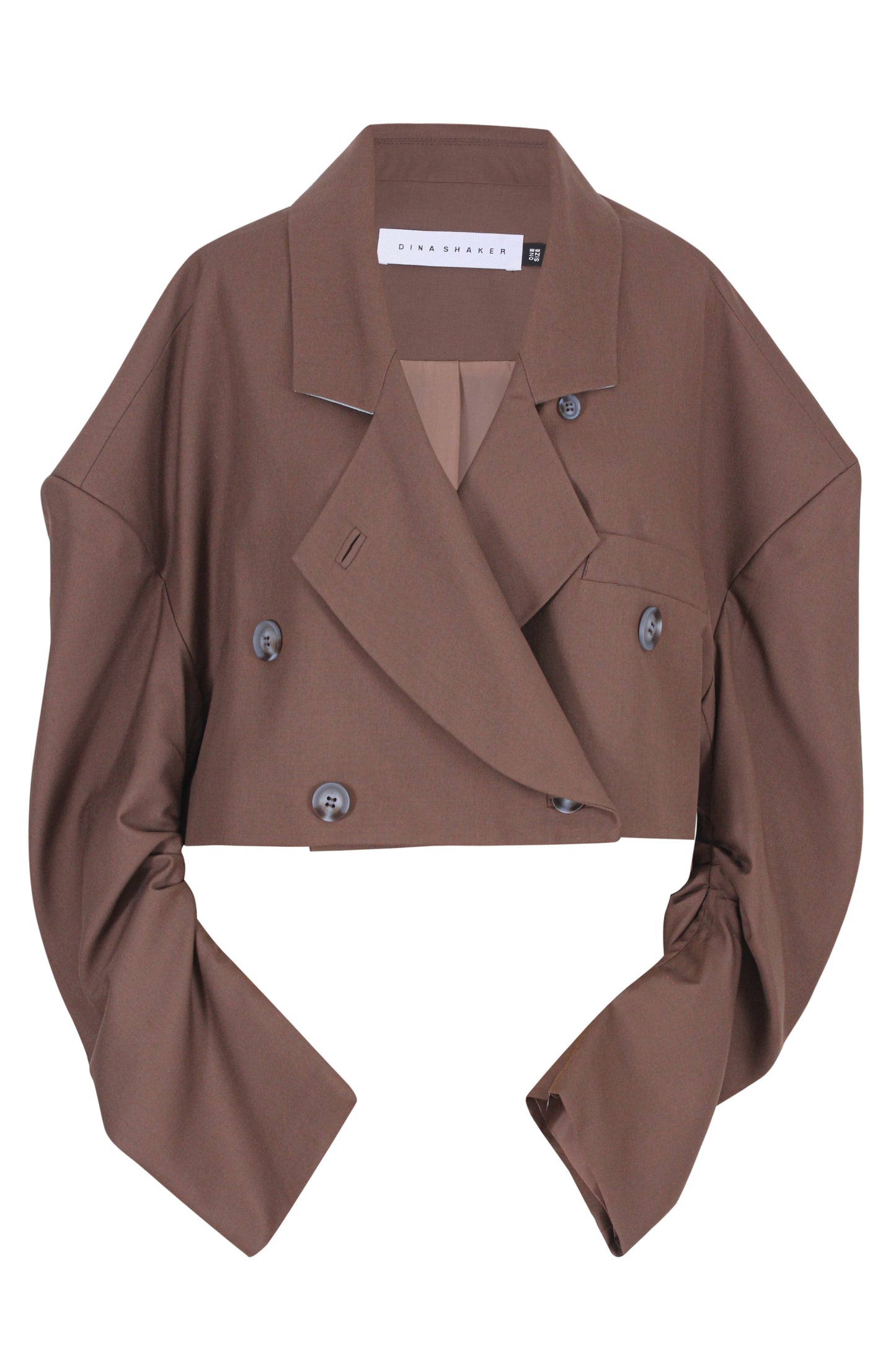 Oversized pleats curved sleeve cropped blazer
