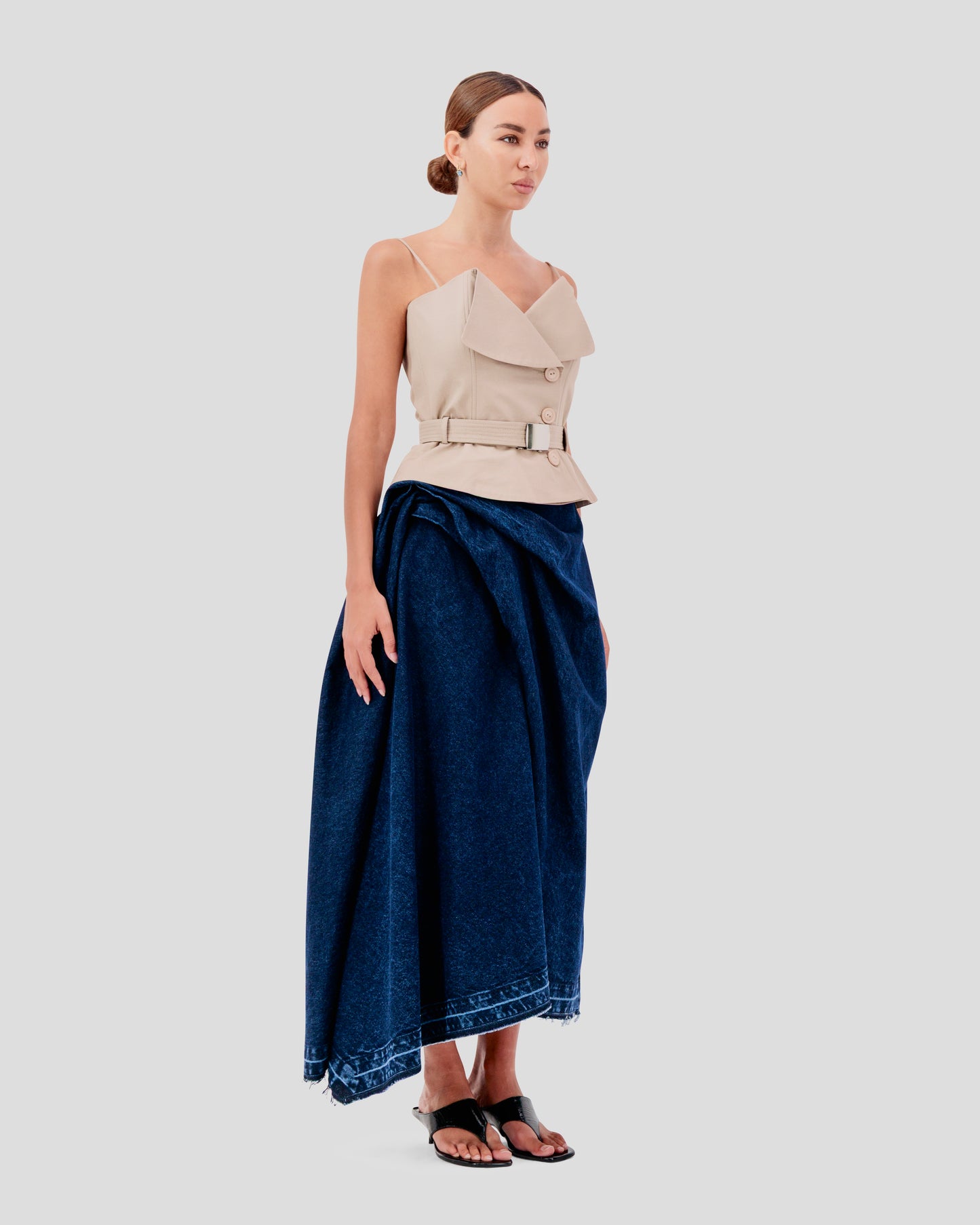 sculpted denim skirt