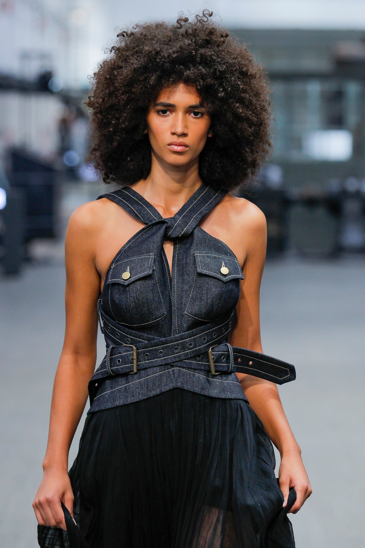 Denim halter dress