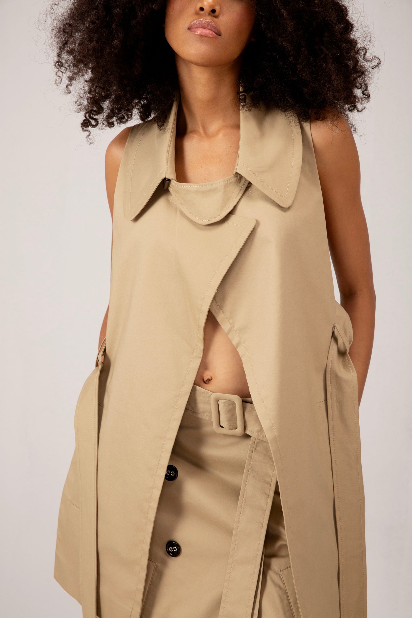 Deconstructed Backless Trench Vest