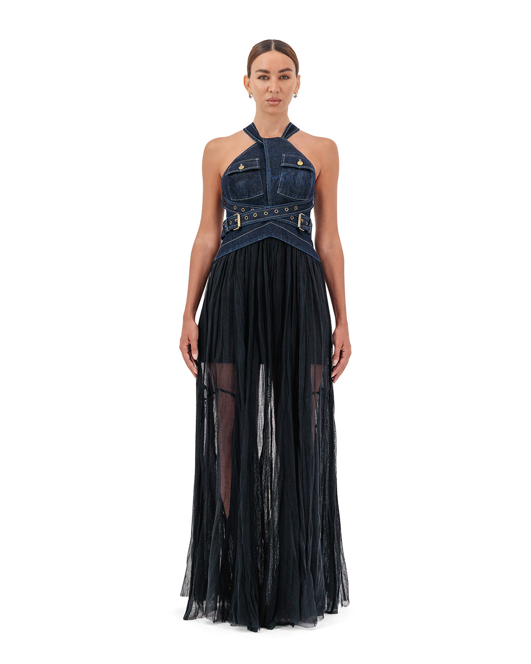 Denim halter dress
