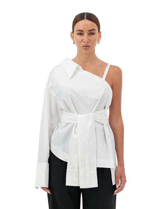 Deconstructed one sleeve shirt