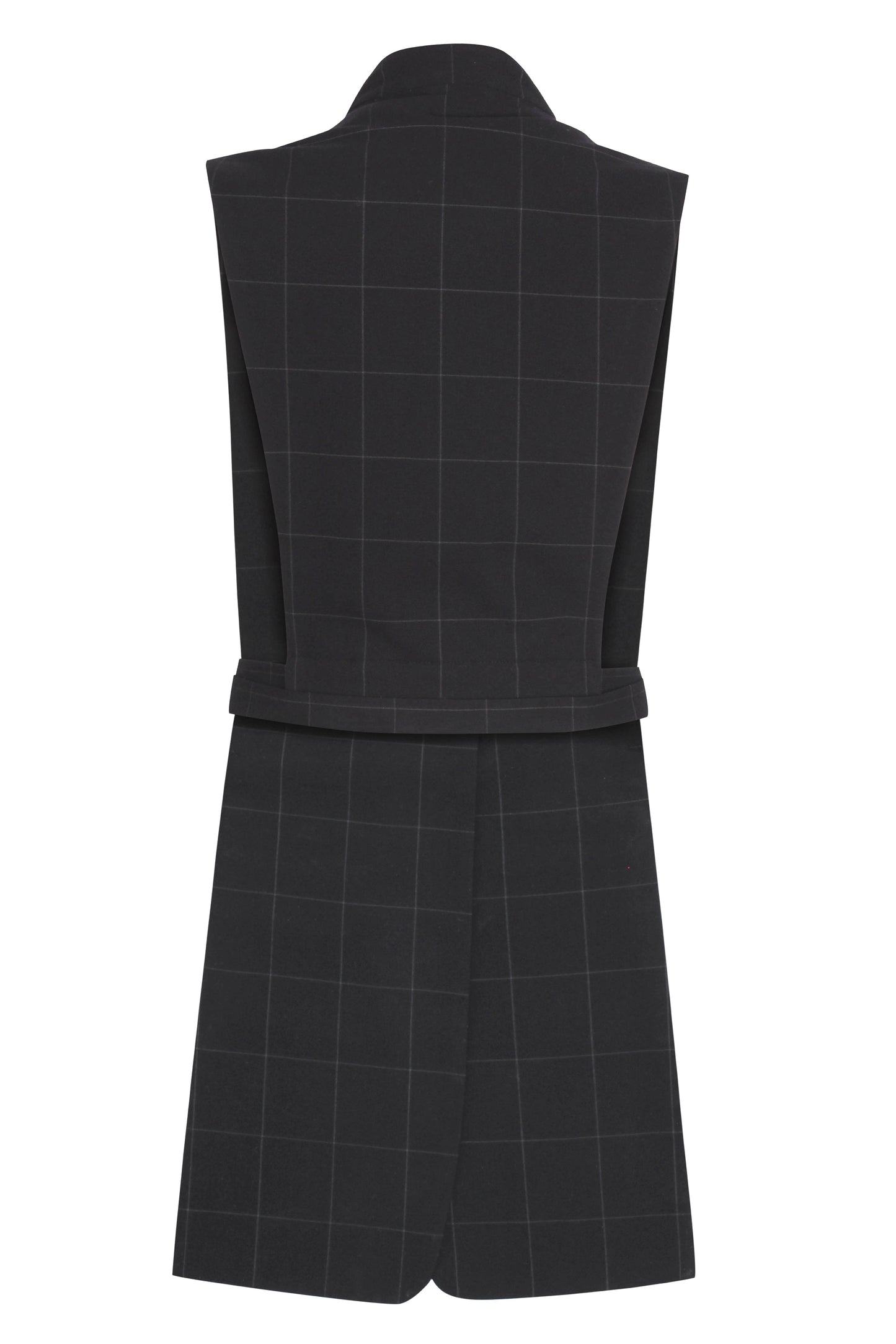 Collarless deconstructed vest