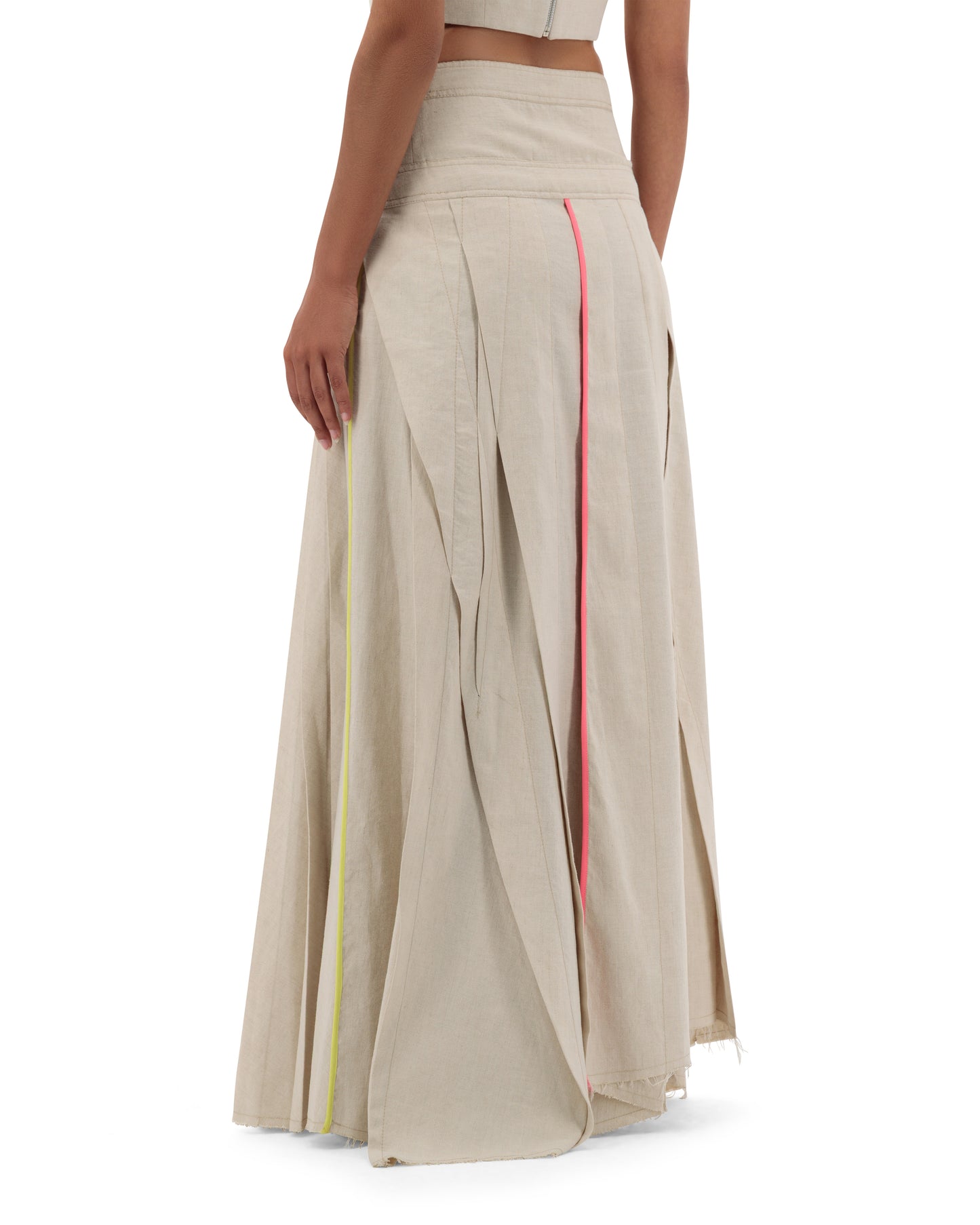 Maxi side buckle pleats skirt