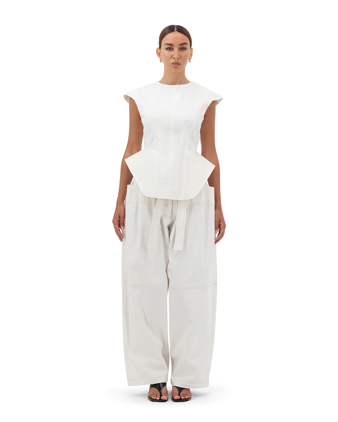 Double belts baggy pants