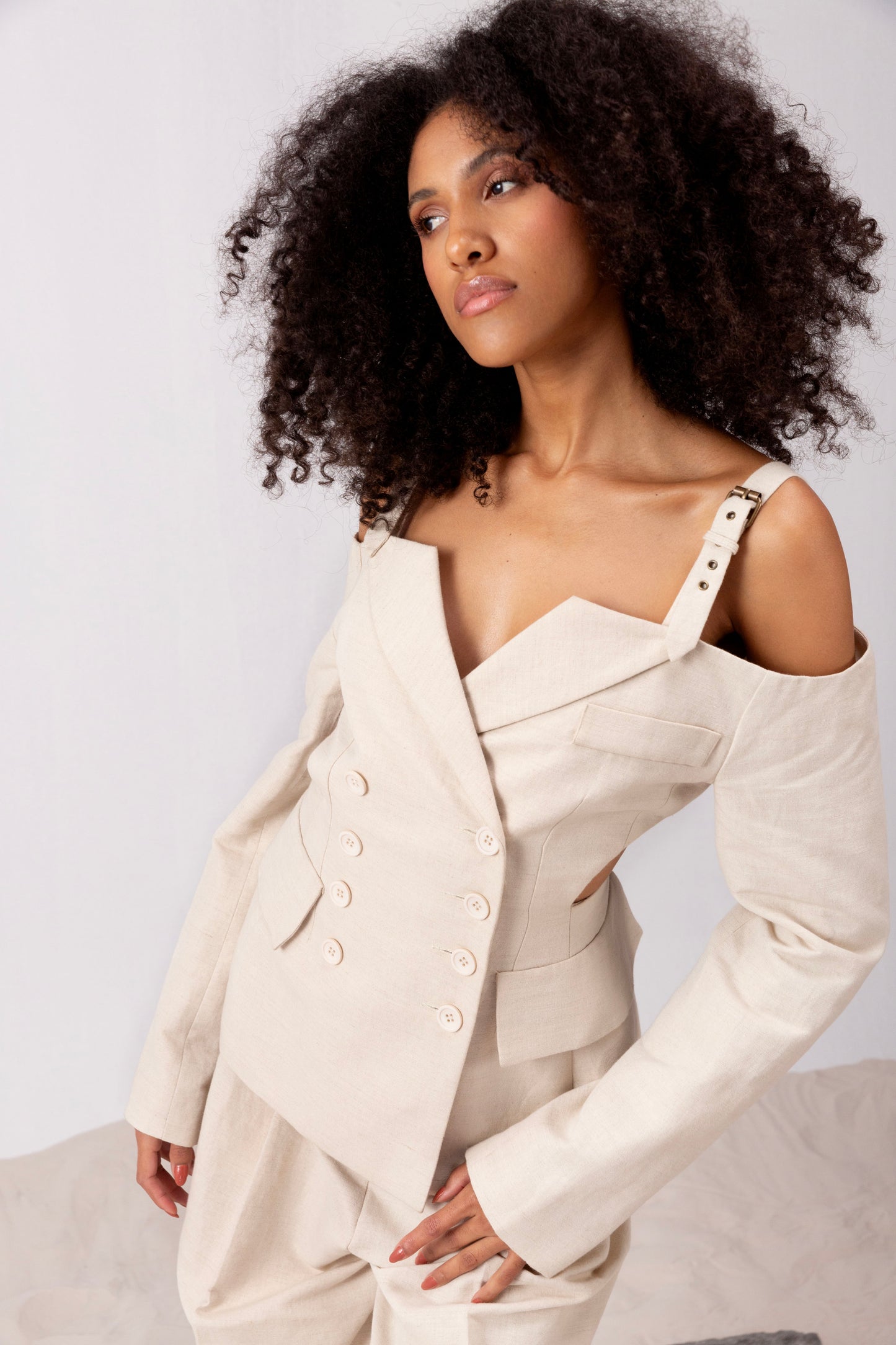 Cut-out Dropped Shoulder Blazer
