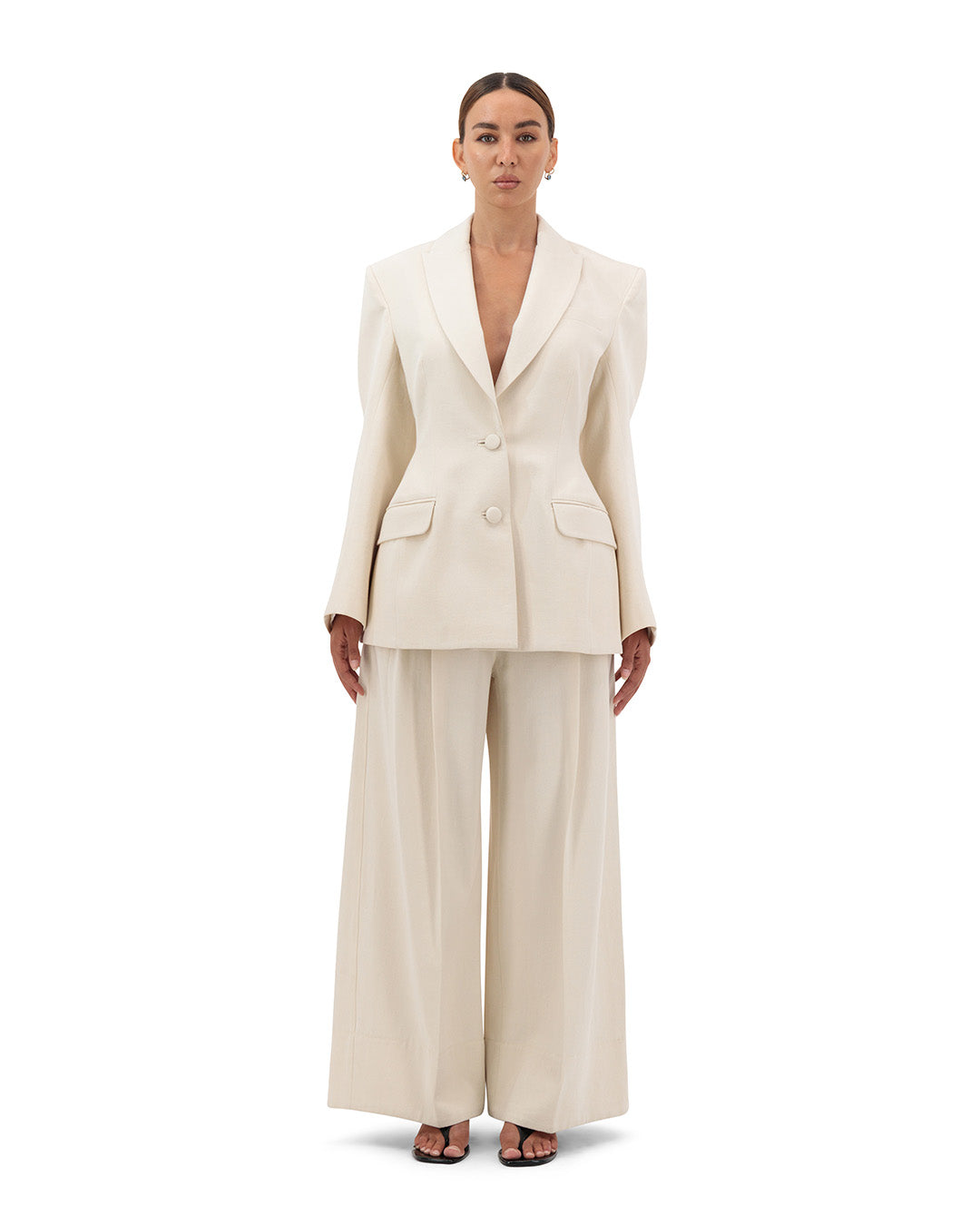 Engineered sleeves hourglass blazer