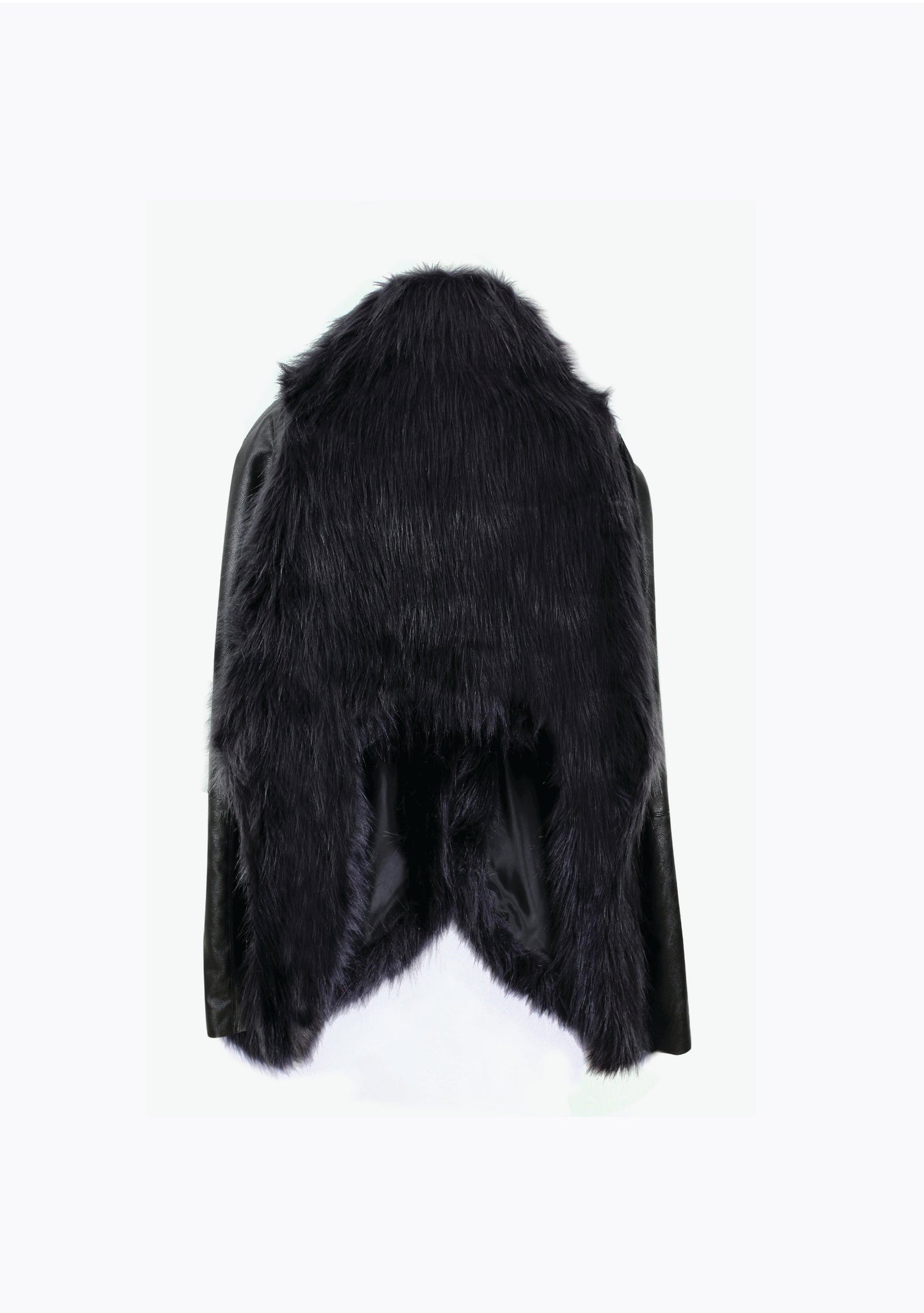 Asymmetric fur leather sleeve cape