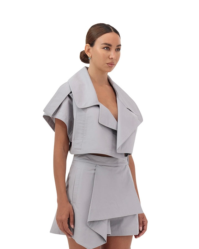 Cropped cutout trench jacket