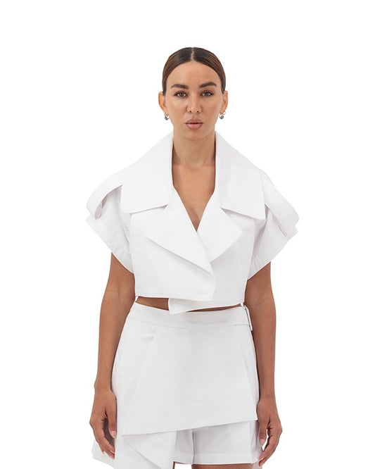 Cropped cutout trench jacket