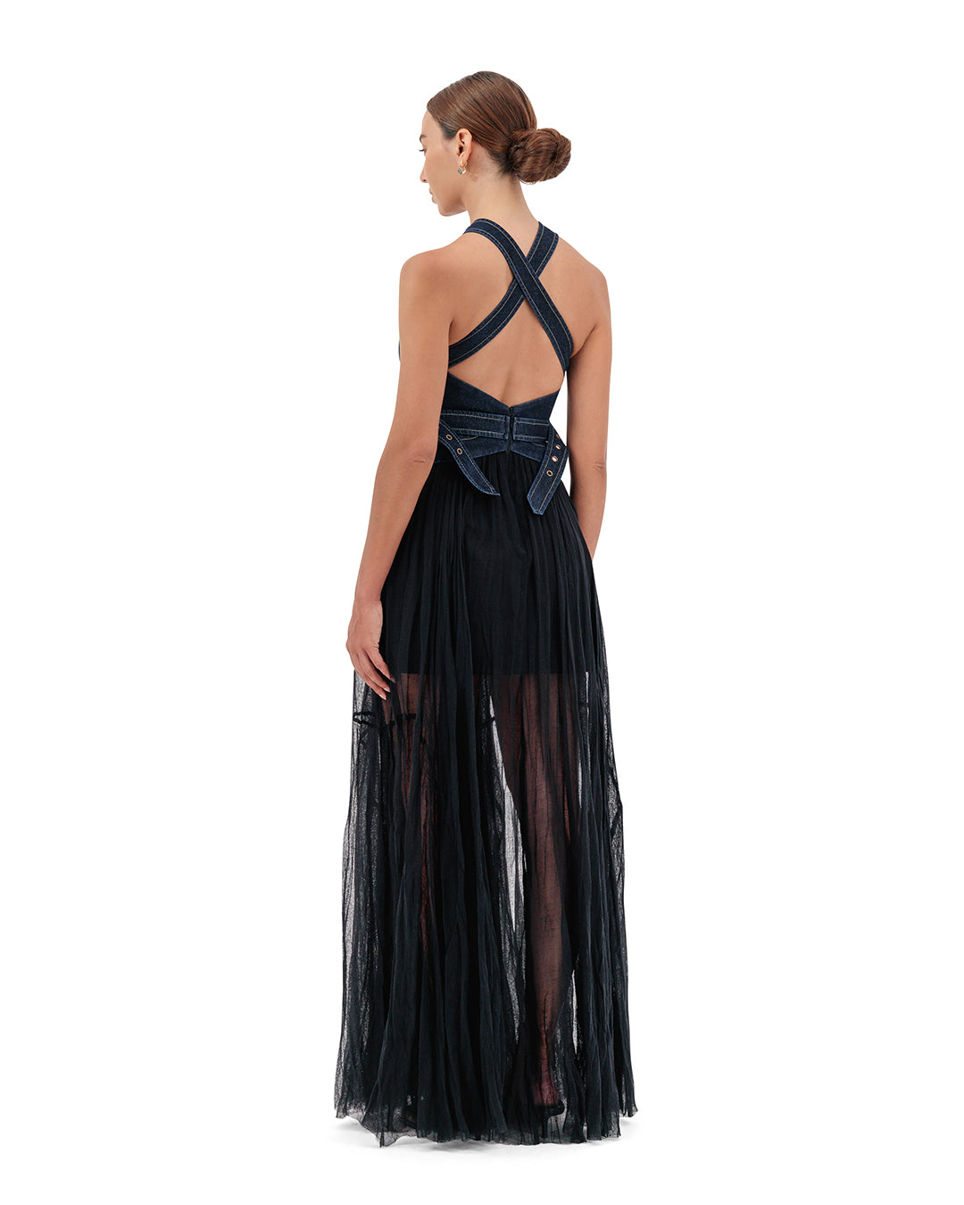 Denim halter dress