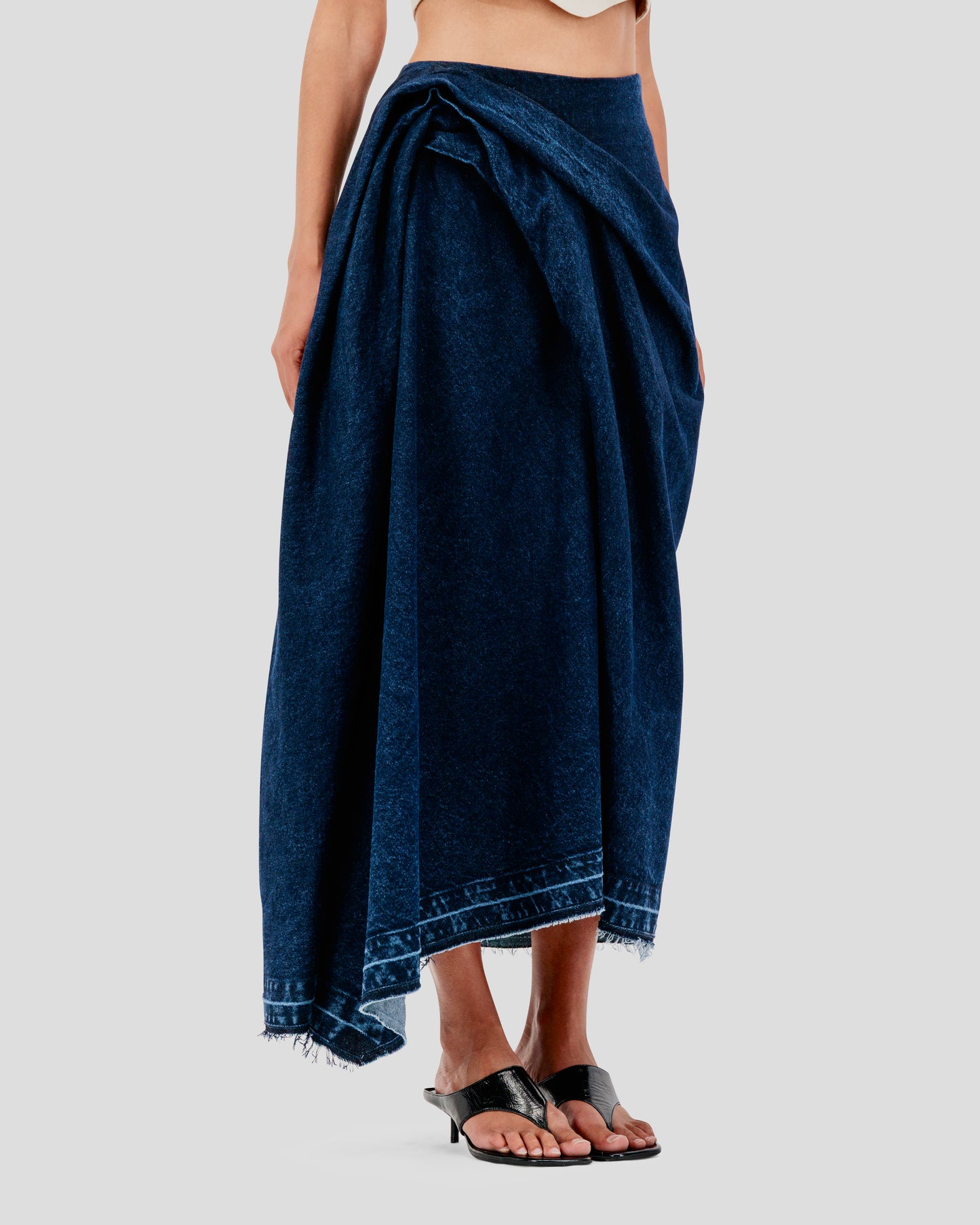 sculpted denim skirt