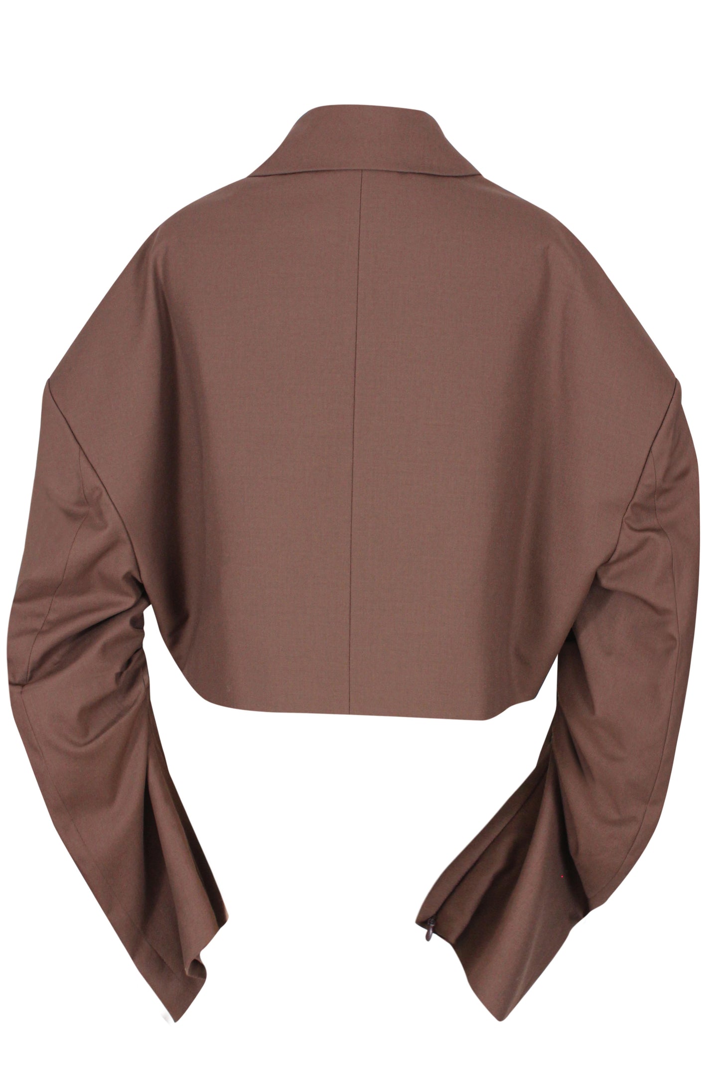 Oversized pleats curved sleeve cropped blazer
