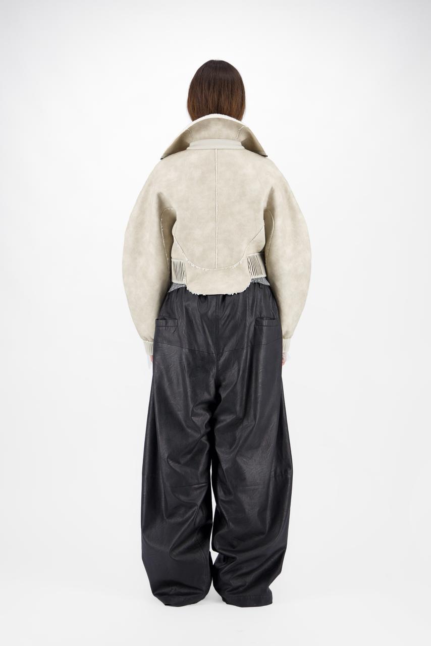 Cocoon column leather pants