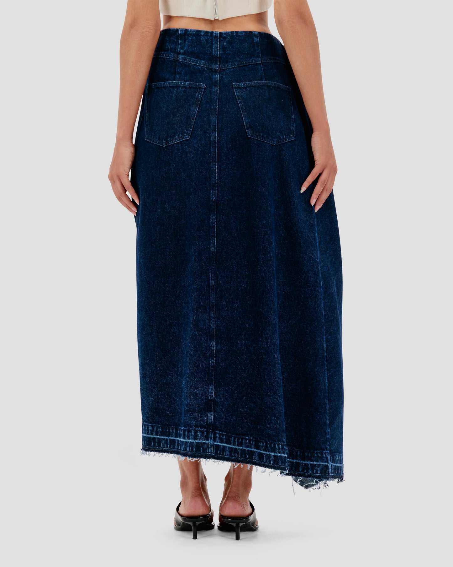 sculpted denim skirt