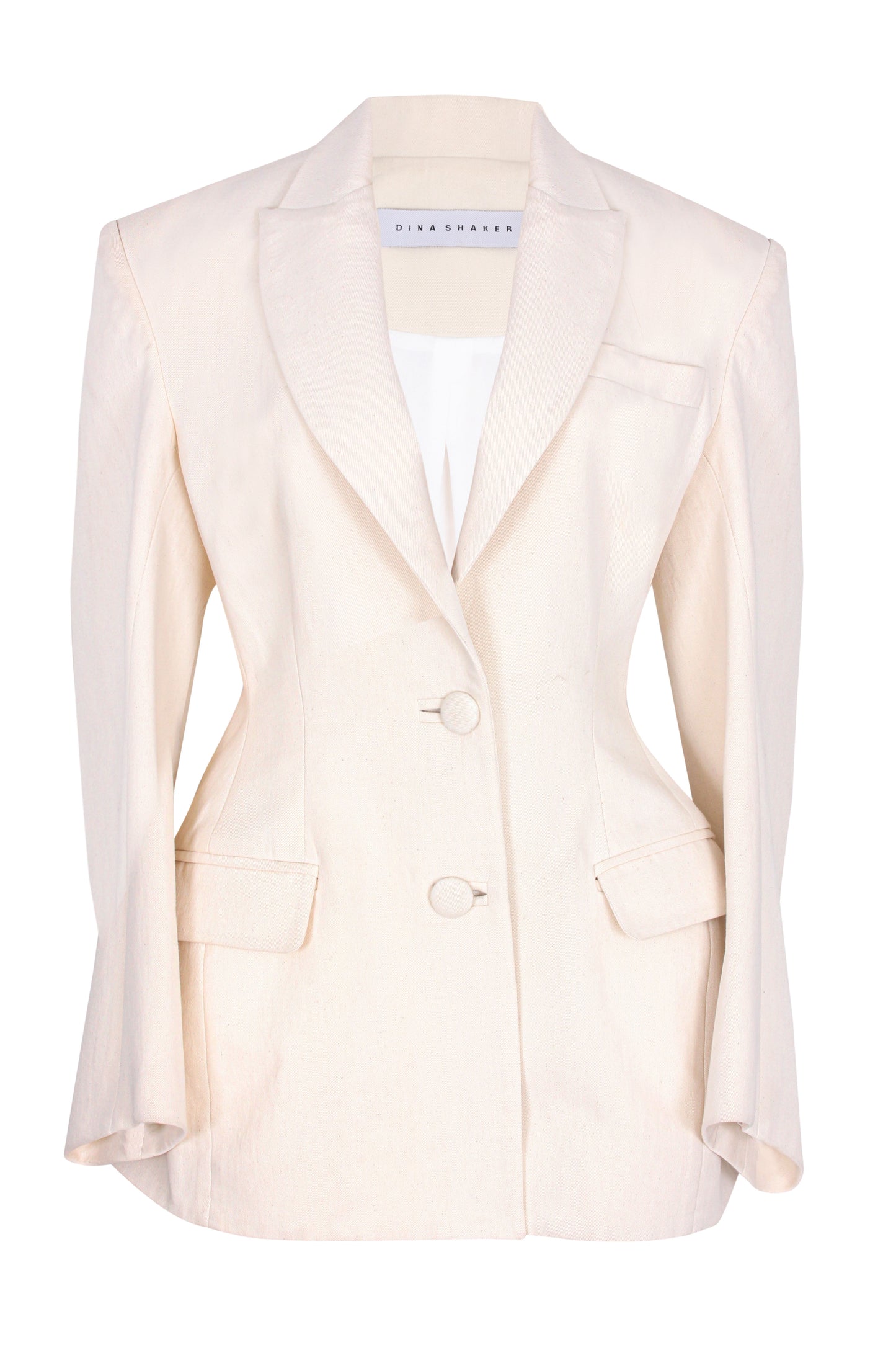 Engineered sleeve hourglass blazer
