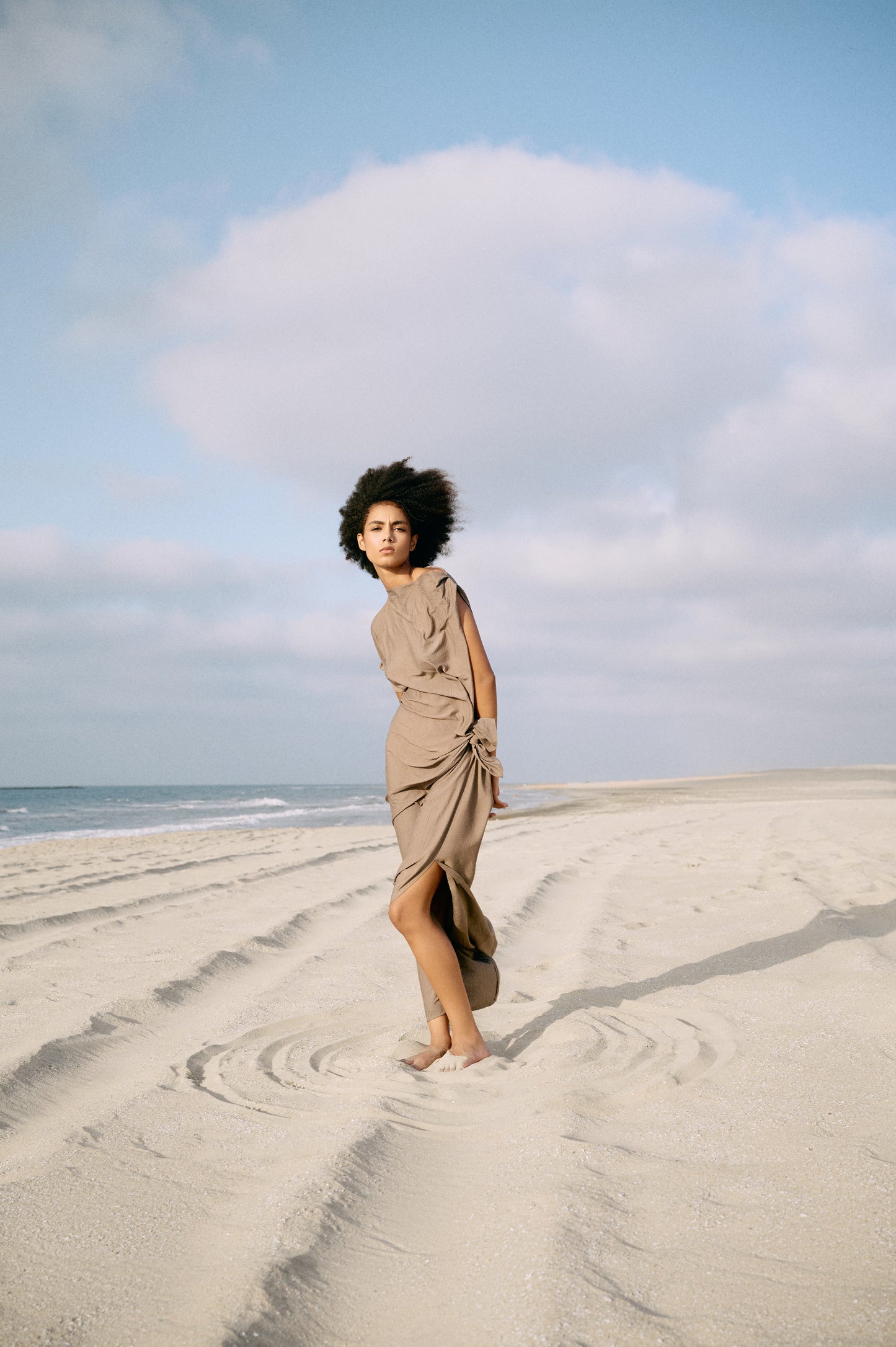 Side tie asymmetric dress
