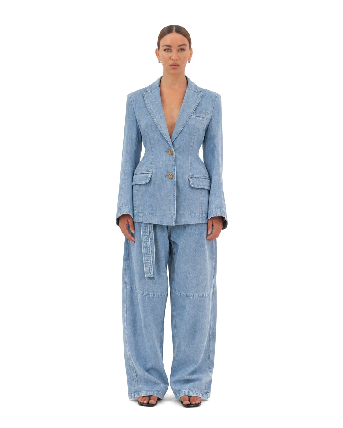 Engineered Sculpted washed denim blazer