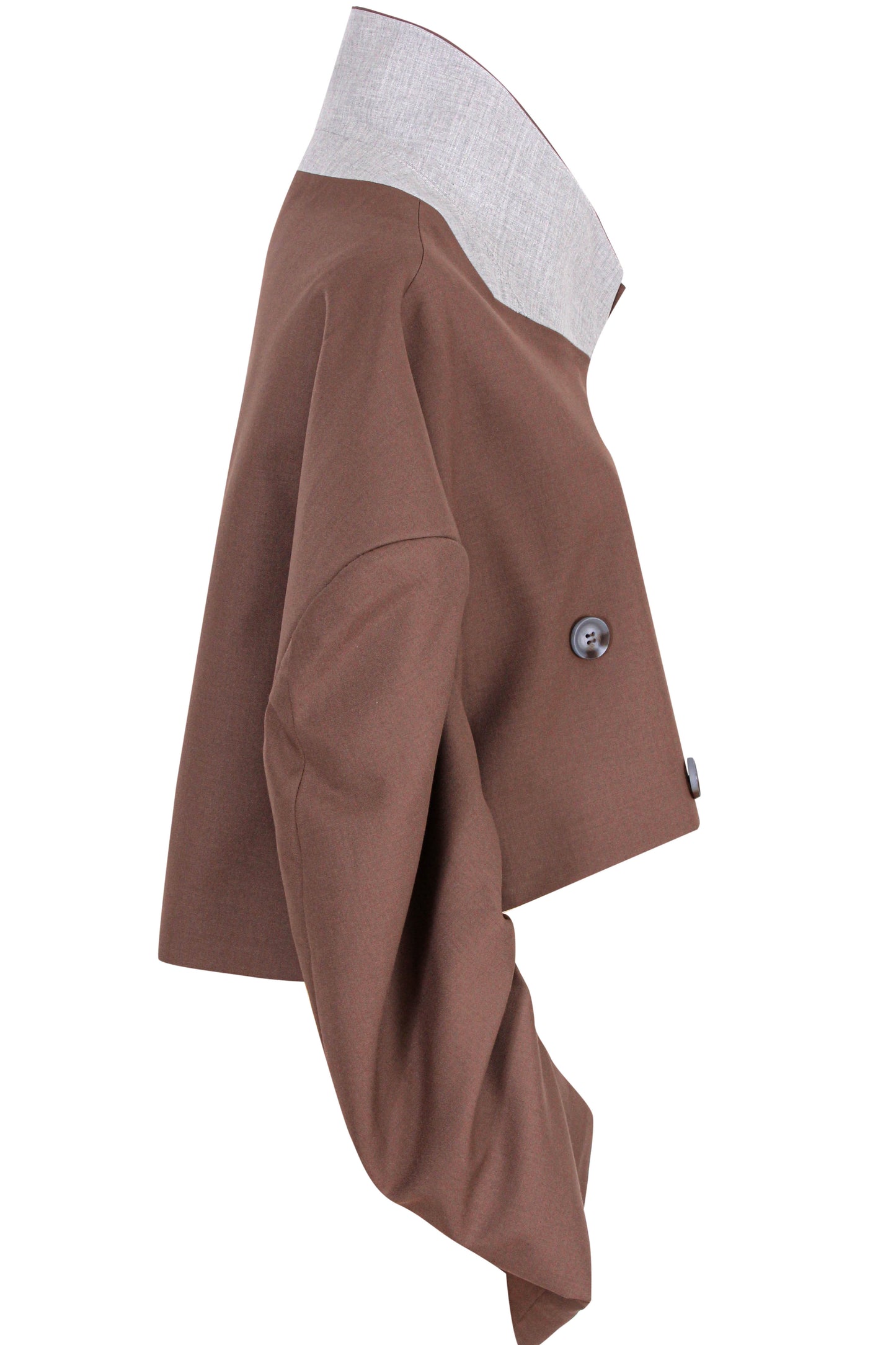 Oversized pleats curved sleeve cropped blazer