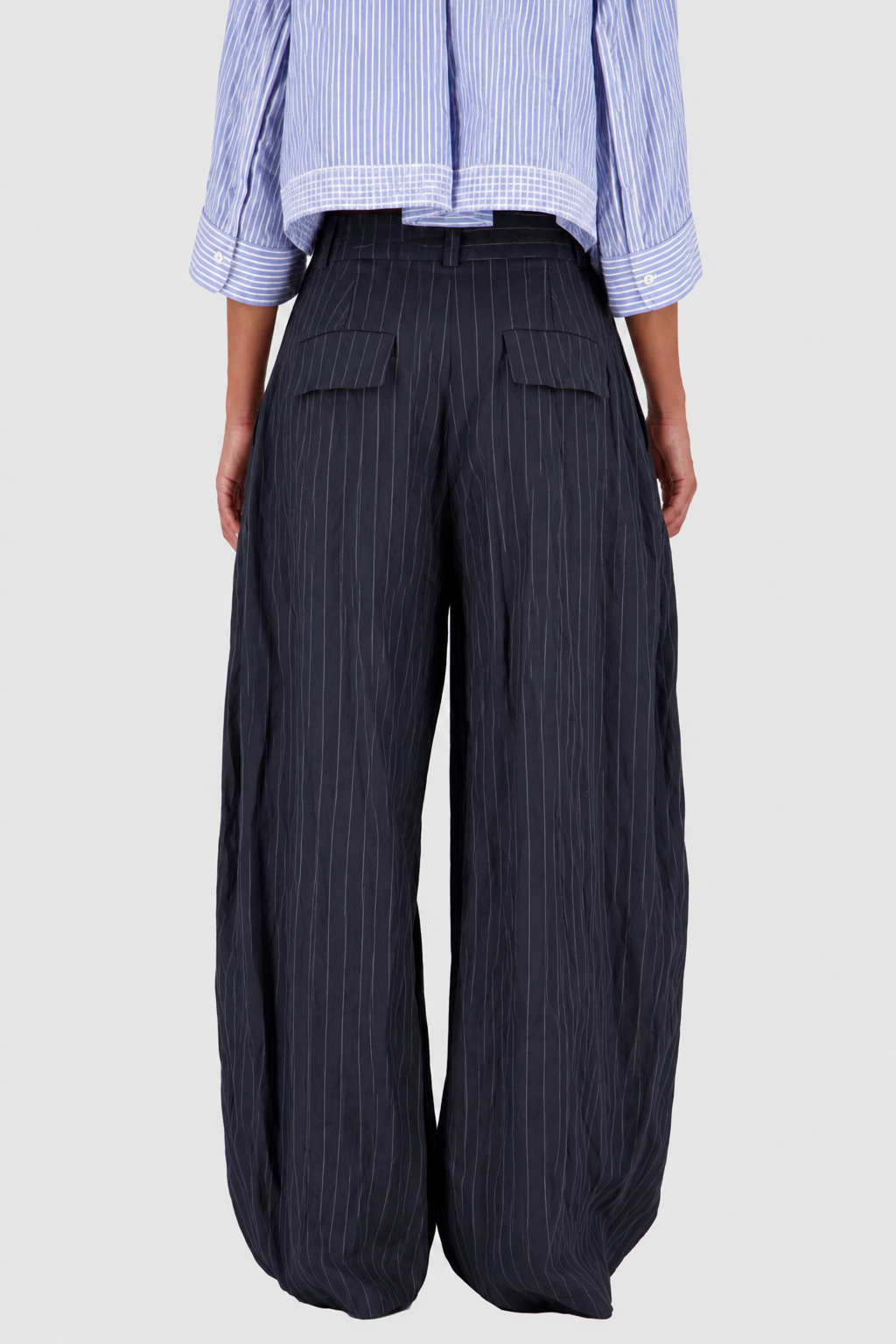 Pinstripe cocoon tailored pants