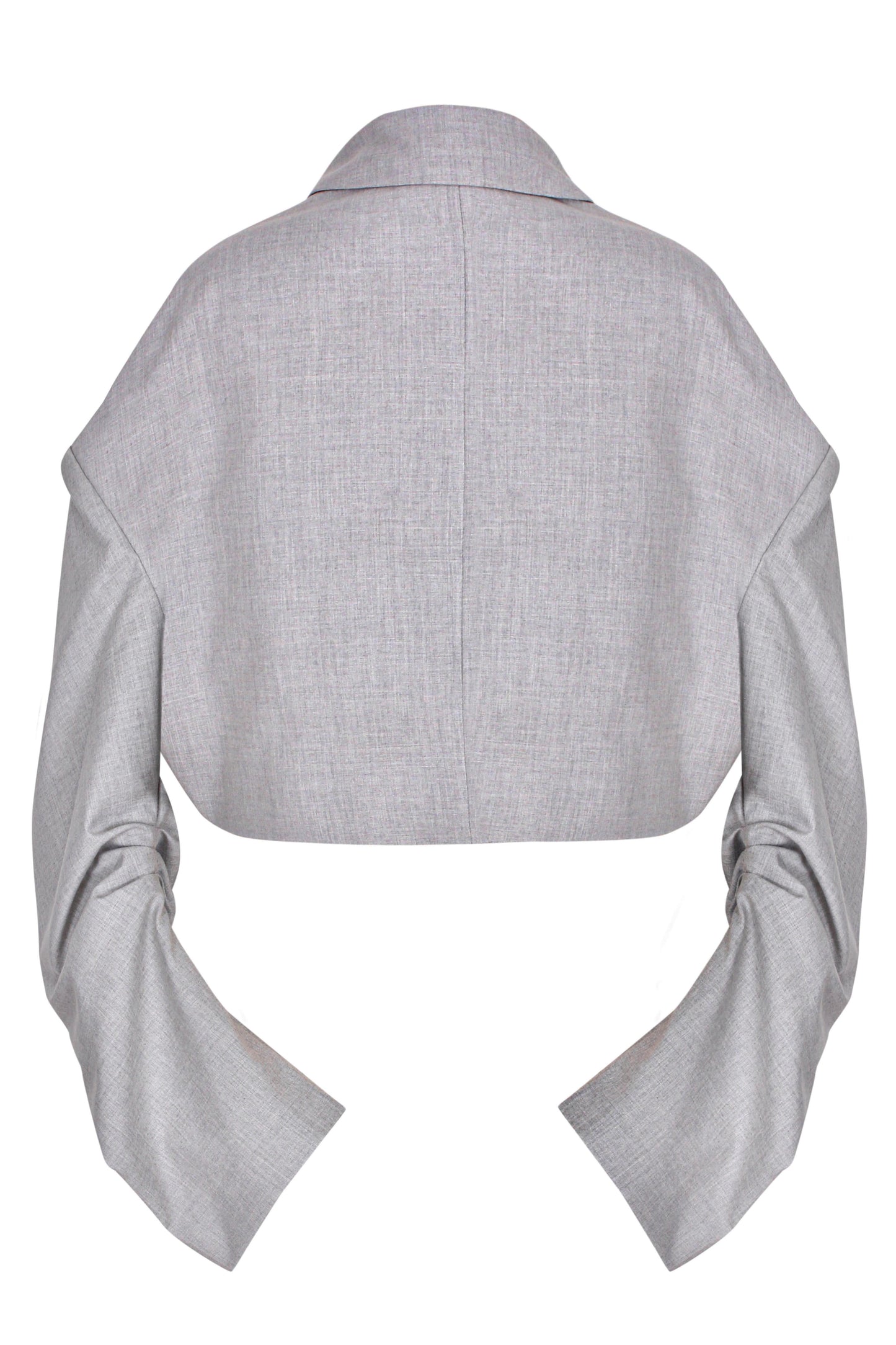 Oversized pleats curved sleeves cropped blazer