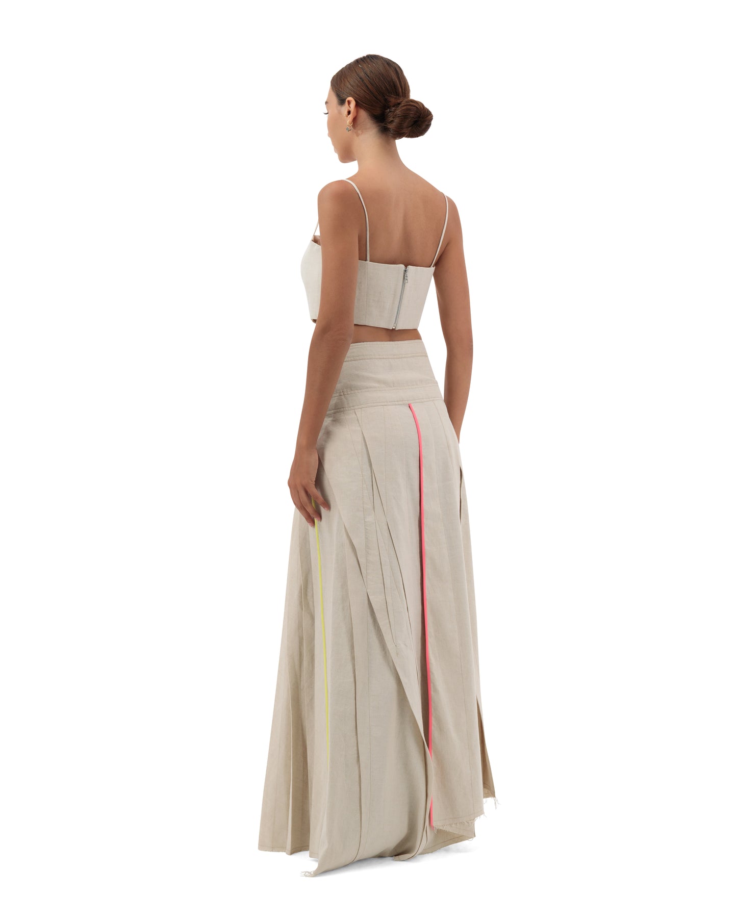 Maxi side buckle pleats skirt