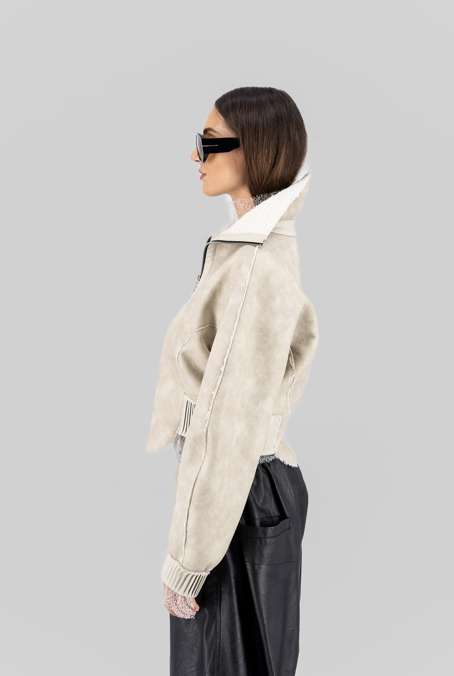 Cocoon faux leather zip jacket