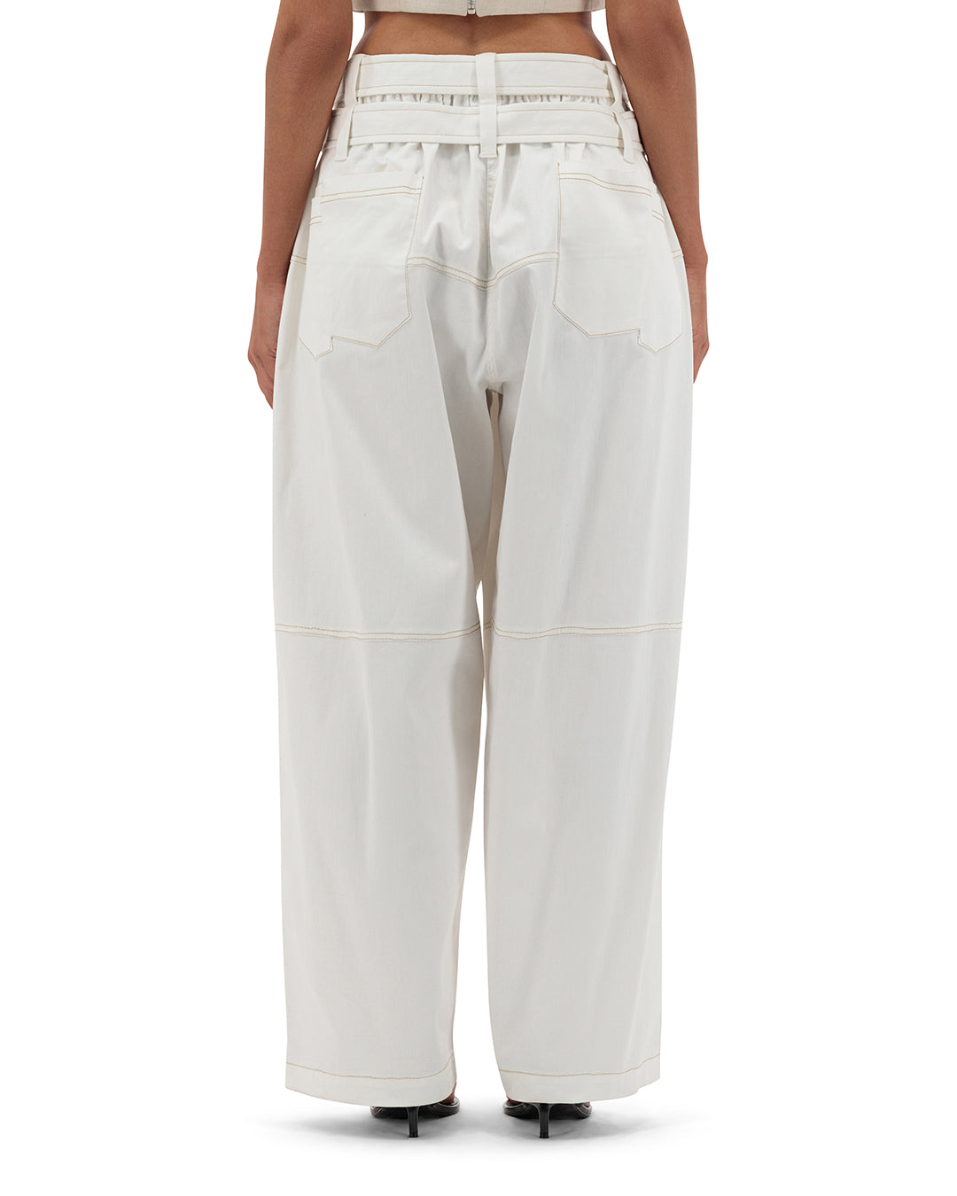 Double belts baggy pants