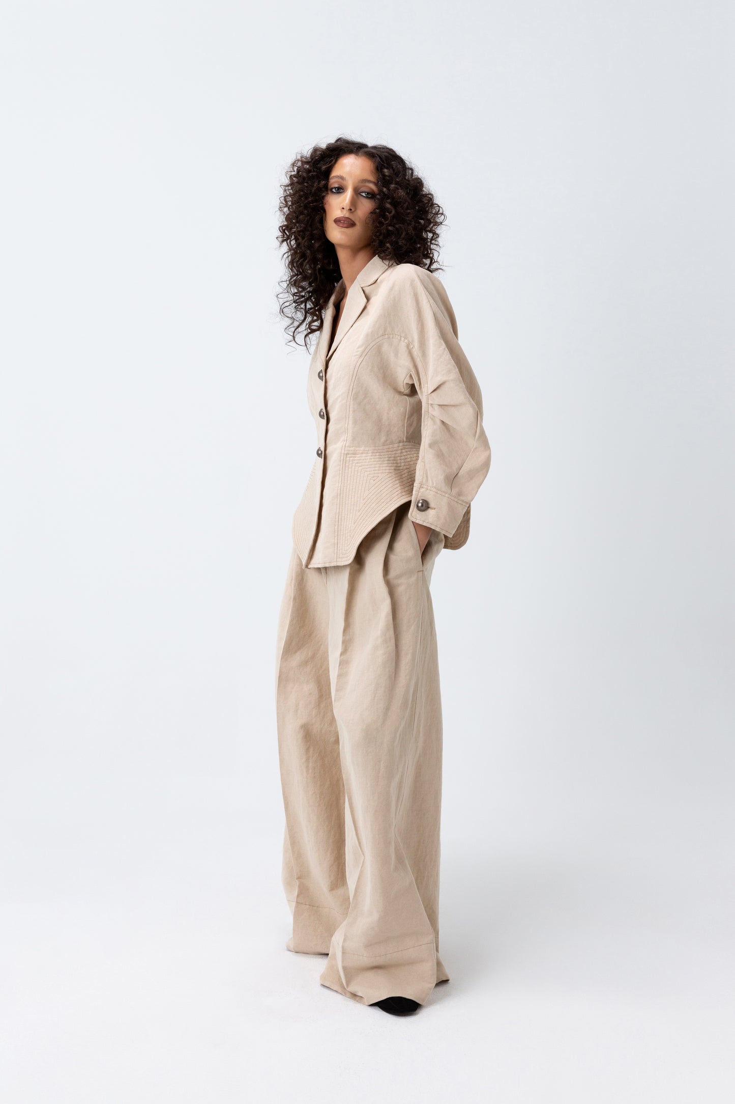 Oversized tailored linen pants