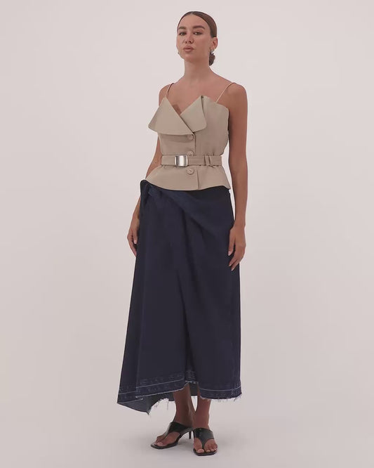 sculpted denim skirt