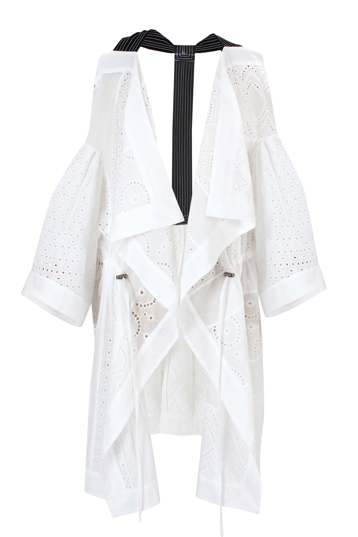 embroidered draped back kimono