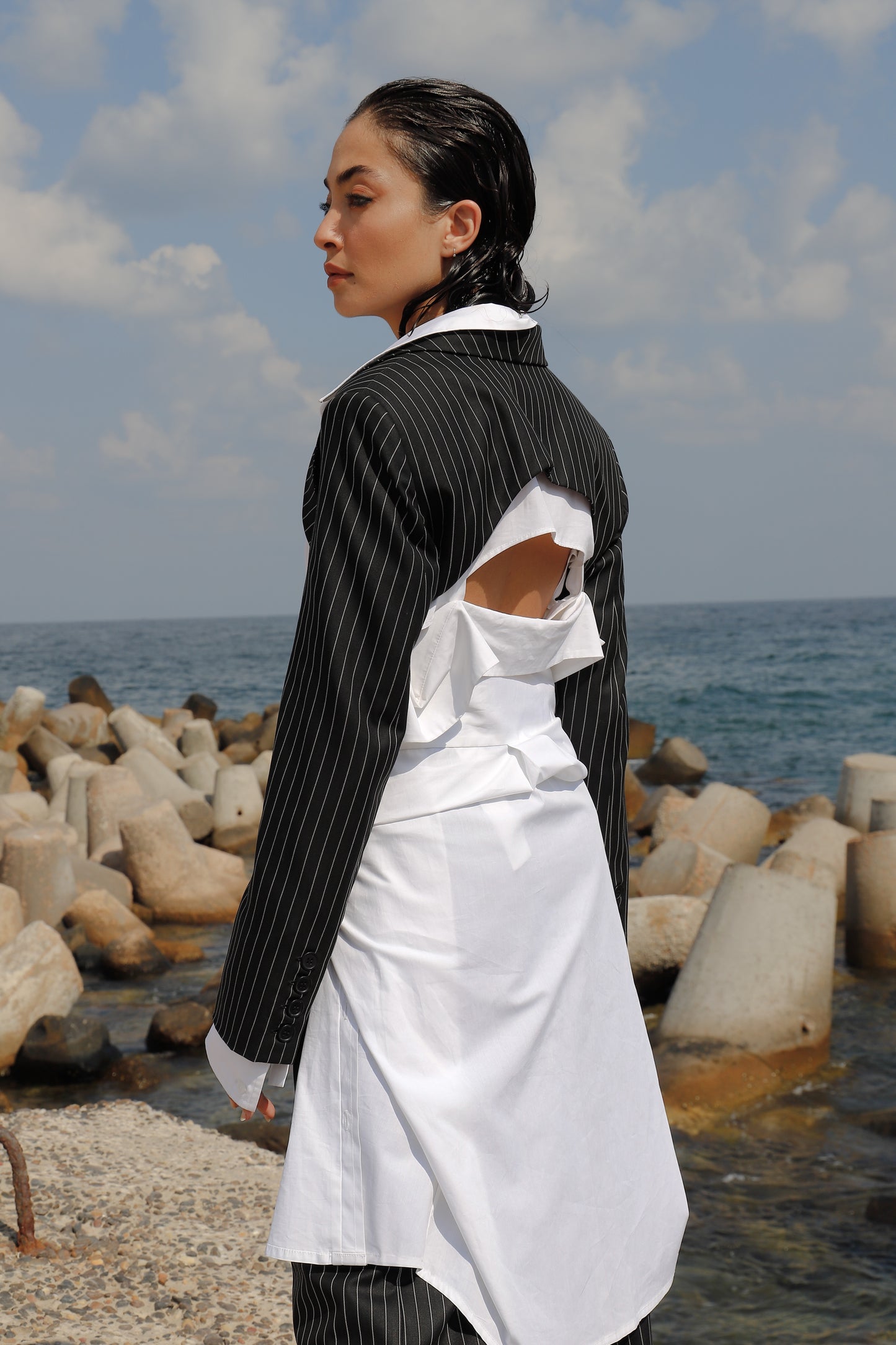 Pinstriped Blazer Bolero