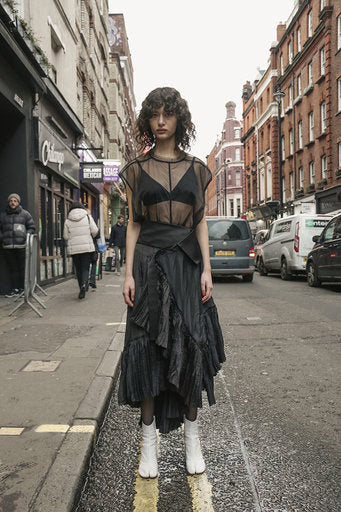 Asymmetric Wrap Pleated Skirt