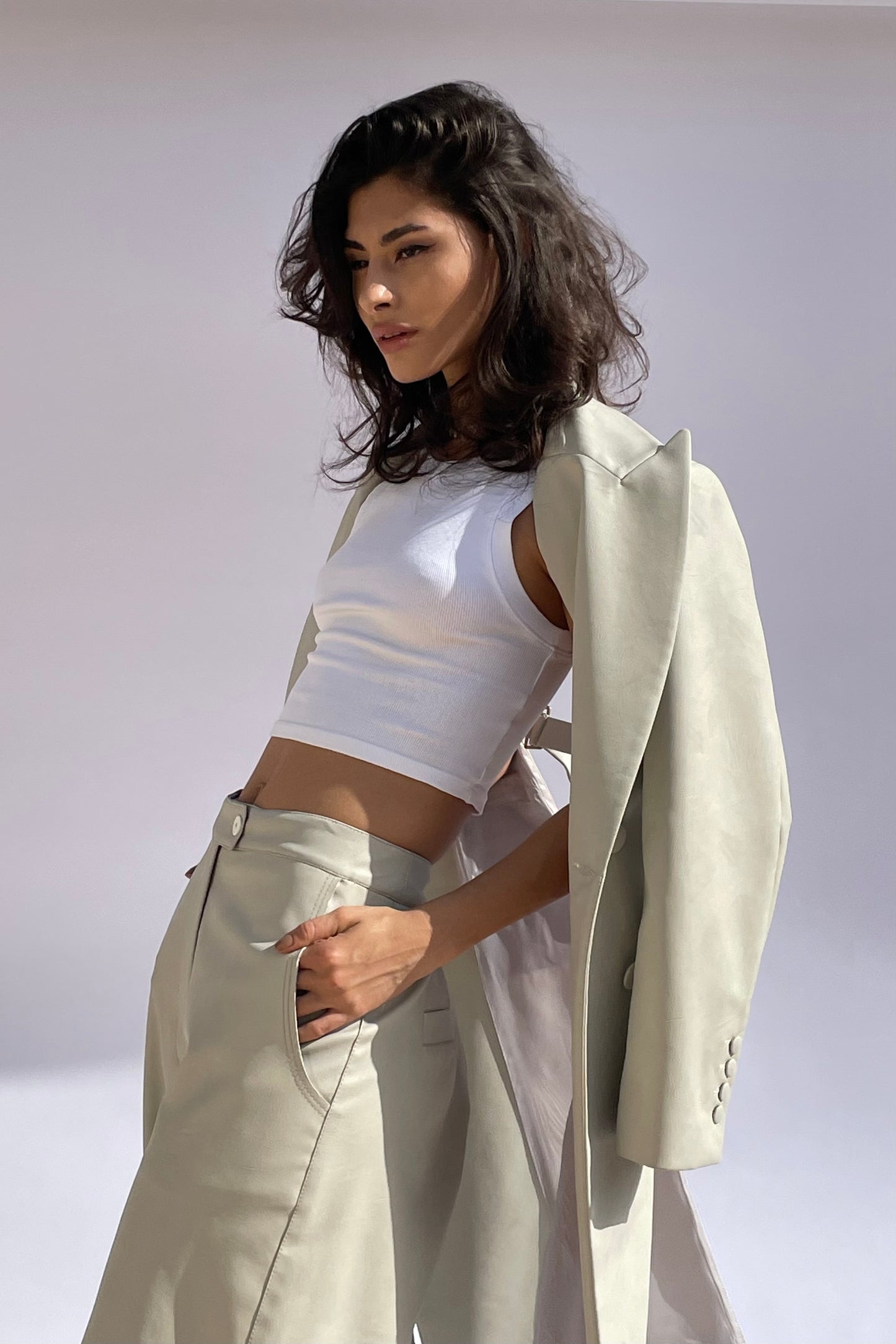 Vegan leather cropped pants