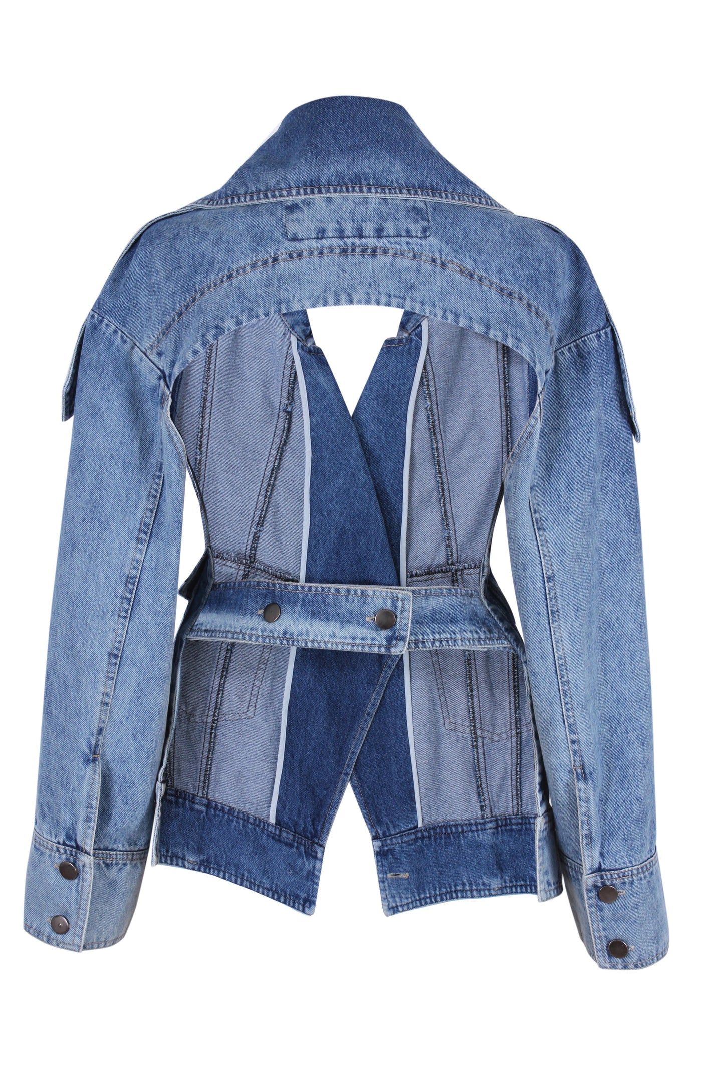Deconstructed washed denim jacket