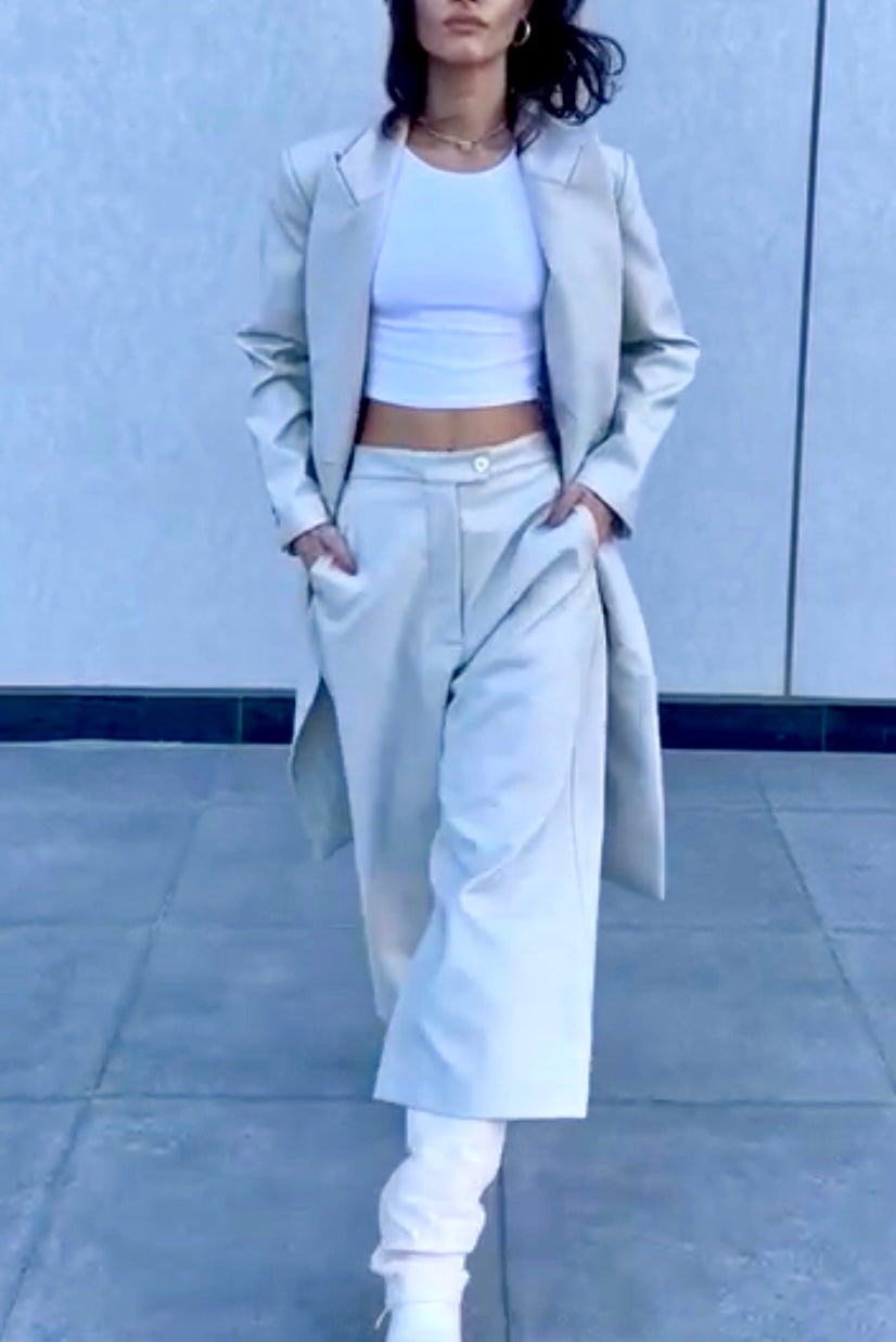 Vegan leather cropped pants