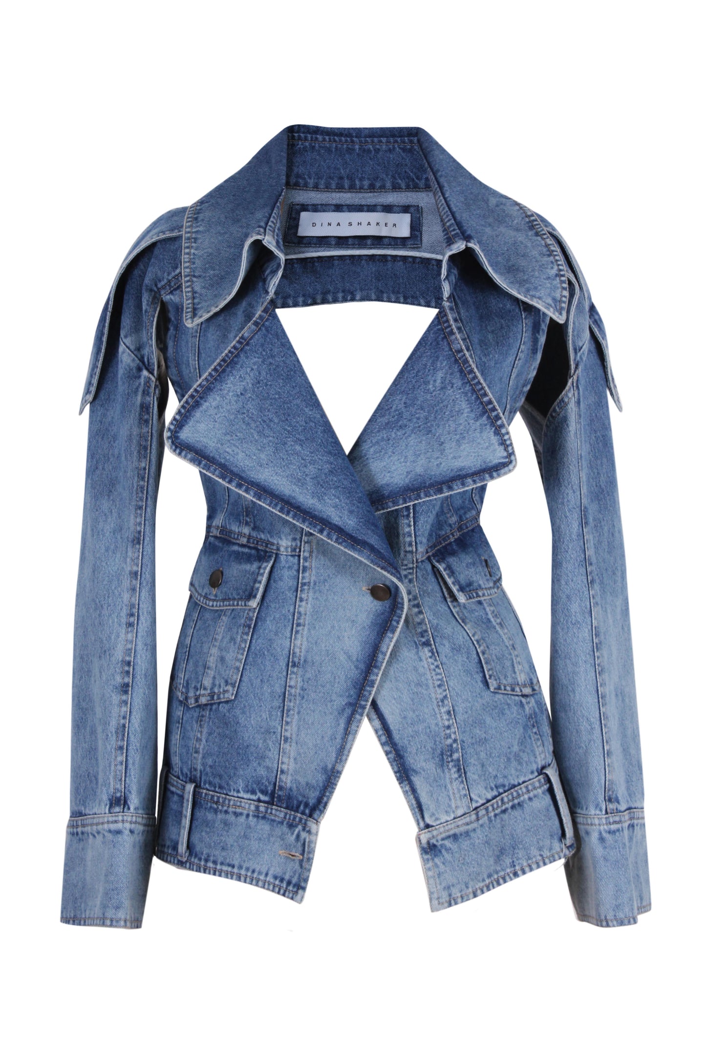 Deconstructed washed denim jacket