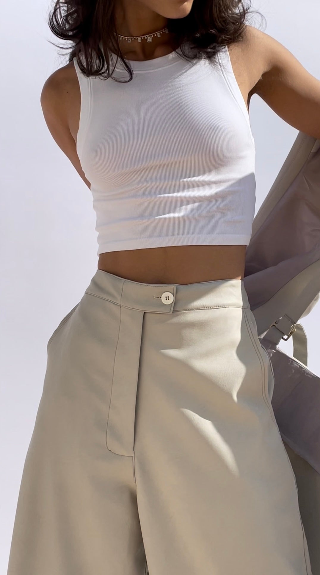Vegan leather cropped pants