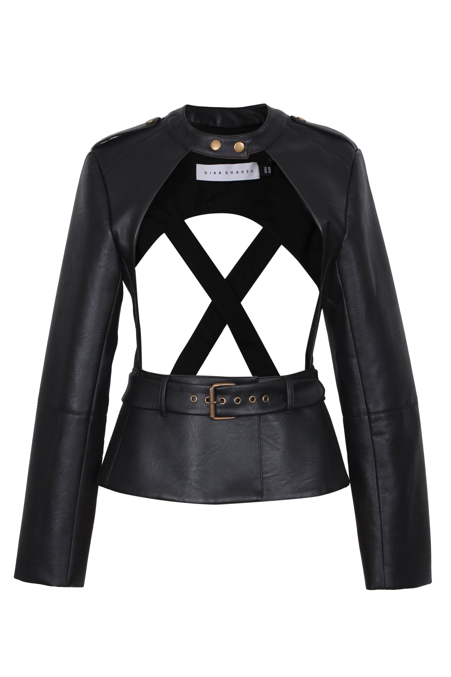 Deconstructed biker vegan leather jacket