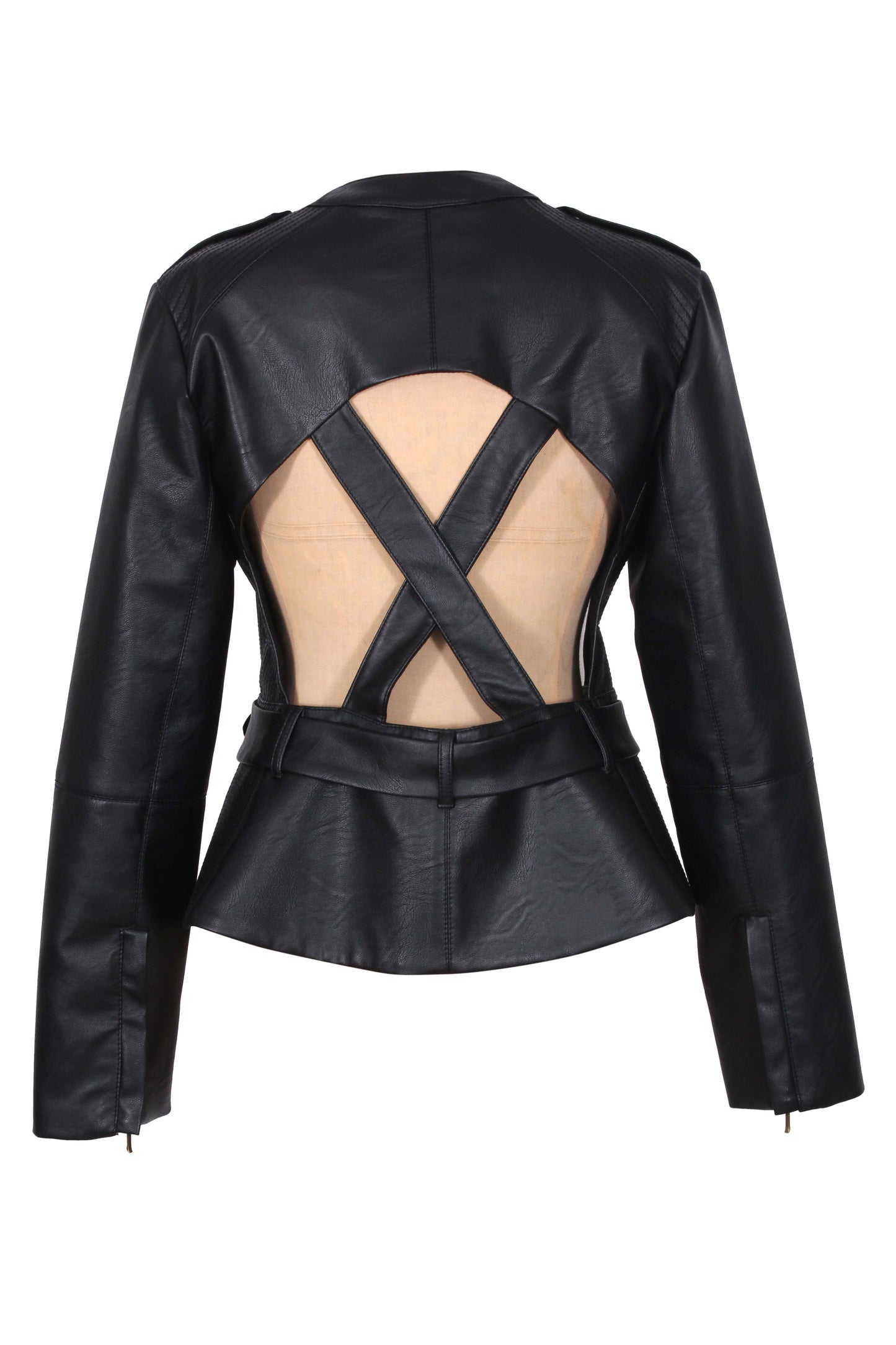 Deconstructed biker vegan leather jacket