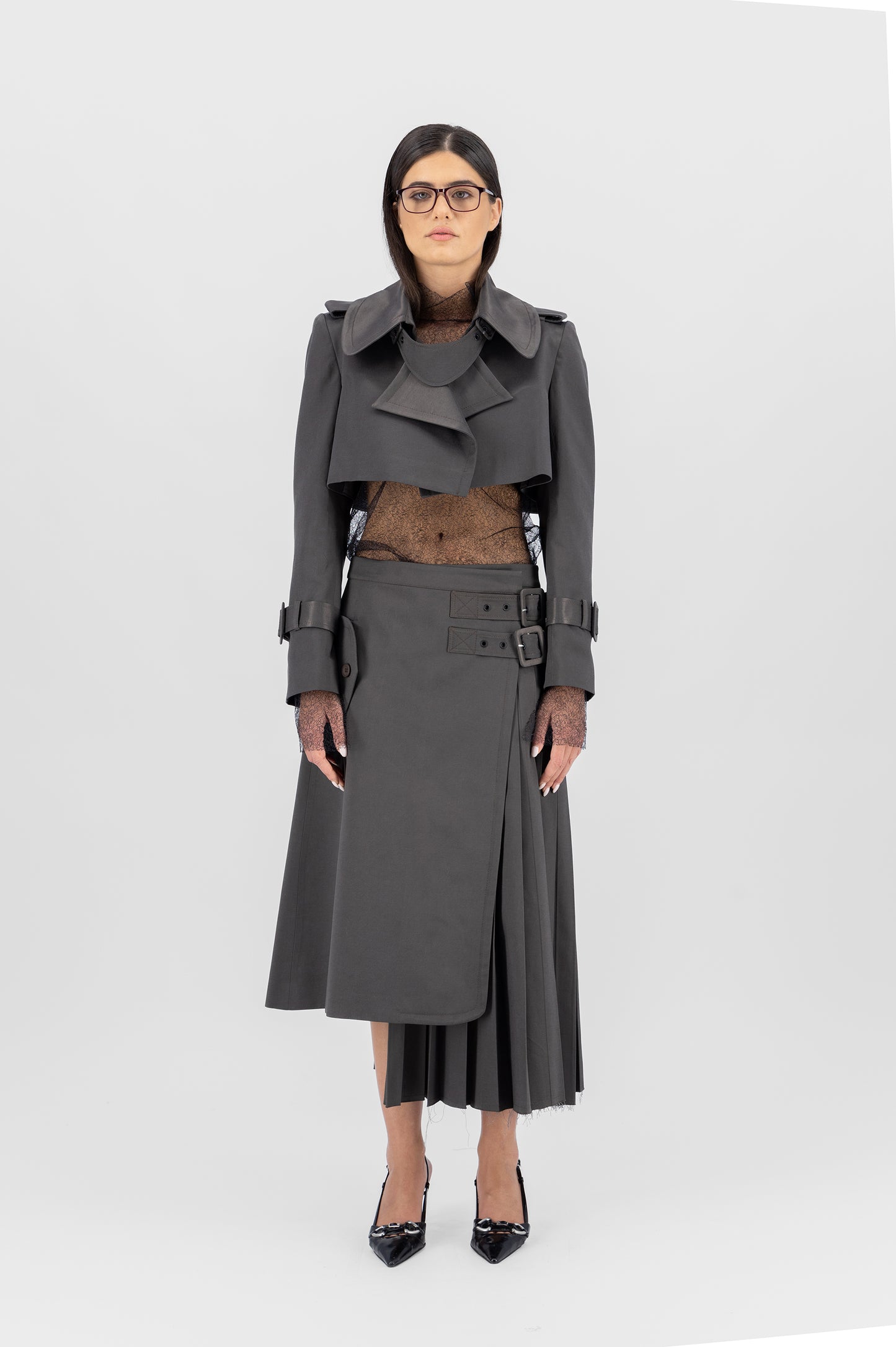 Hybrid column pleats skirt