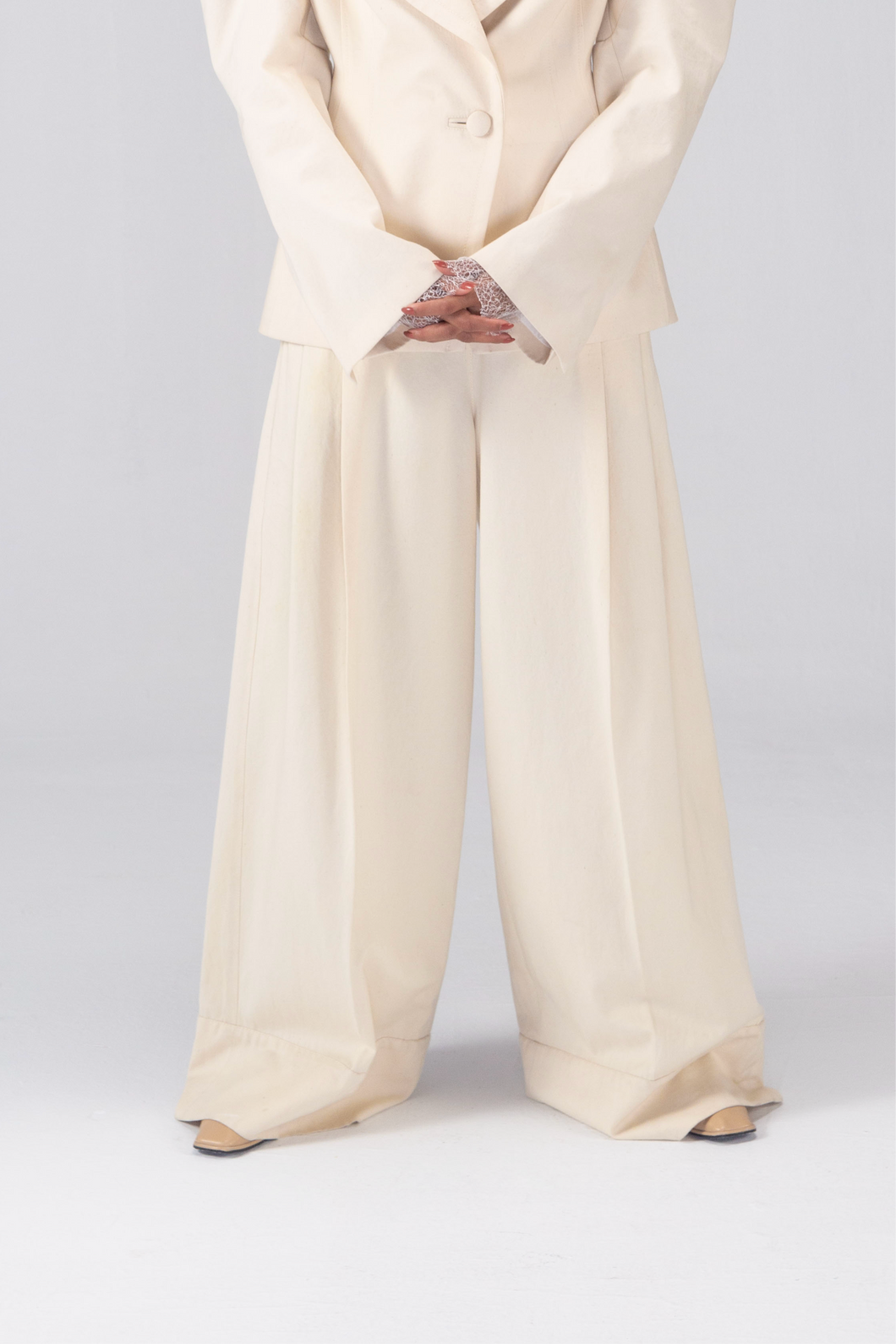 Tailored Oversized Front Pleats Pants