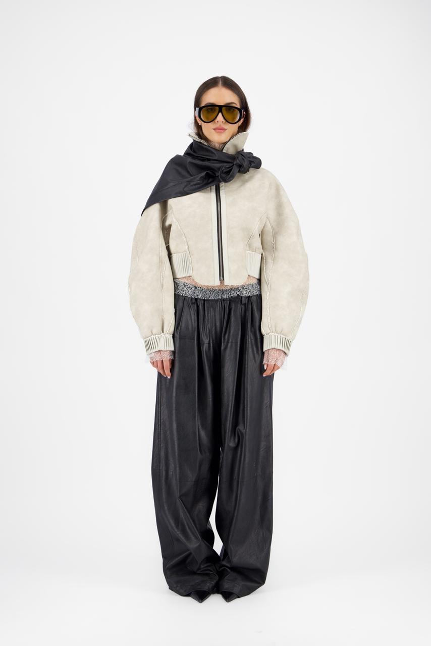 Cocoon column leather pants