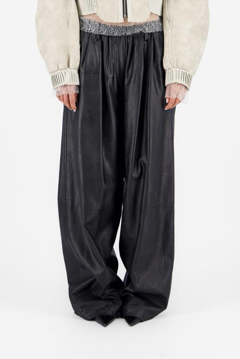 Cocoon column leather pants