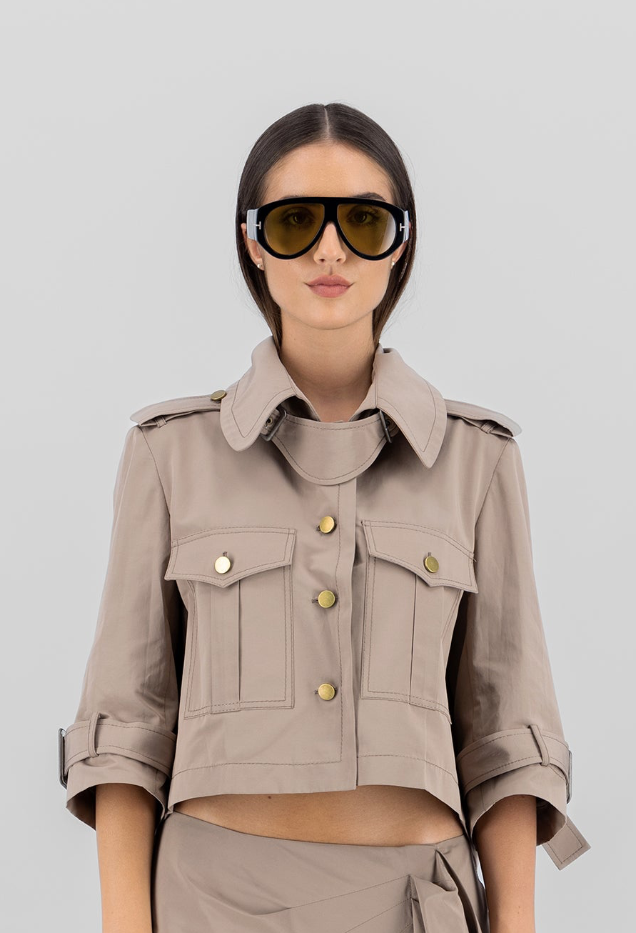 Scarf Safari shirt jacket