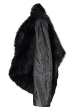 Load image into Gallery viewer, Asymmetric fur leather sleeve cape
