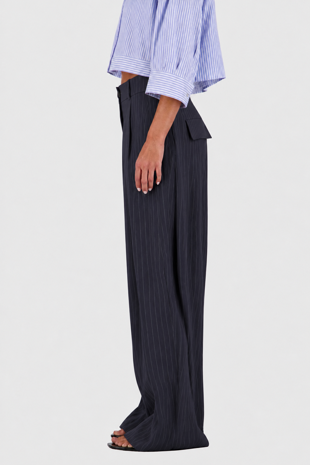 Pinstripe cocoon tailored pants