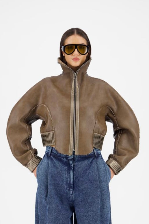 Cocoon Faux Leather Zip Jacket